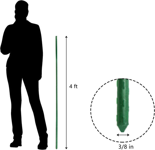 30 Pack 4 Ft Garden Stakes, 48 Inch Sturdy Green Plant Sticks, Plastic Coated Metal Tomato Stakes Support Plant Climbing Support for Tomatoes, Cucumber, Fences, Beans, Potted Plants