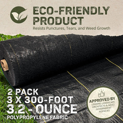 Sunbelt Weed Barrier Fabric 3.2 oz, 6 x 300 Feet – Heavy-Duty
