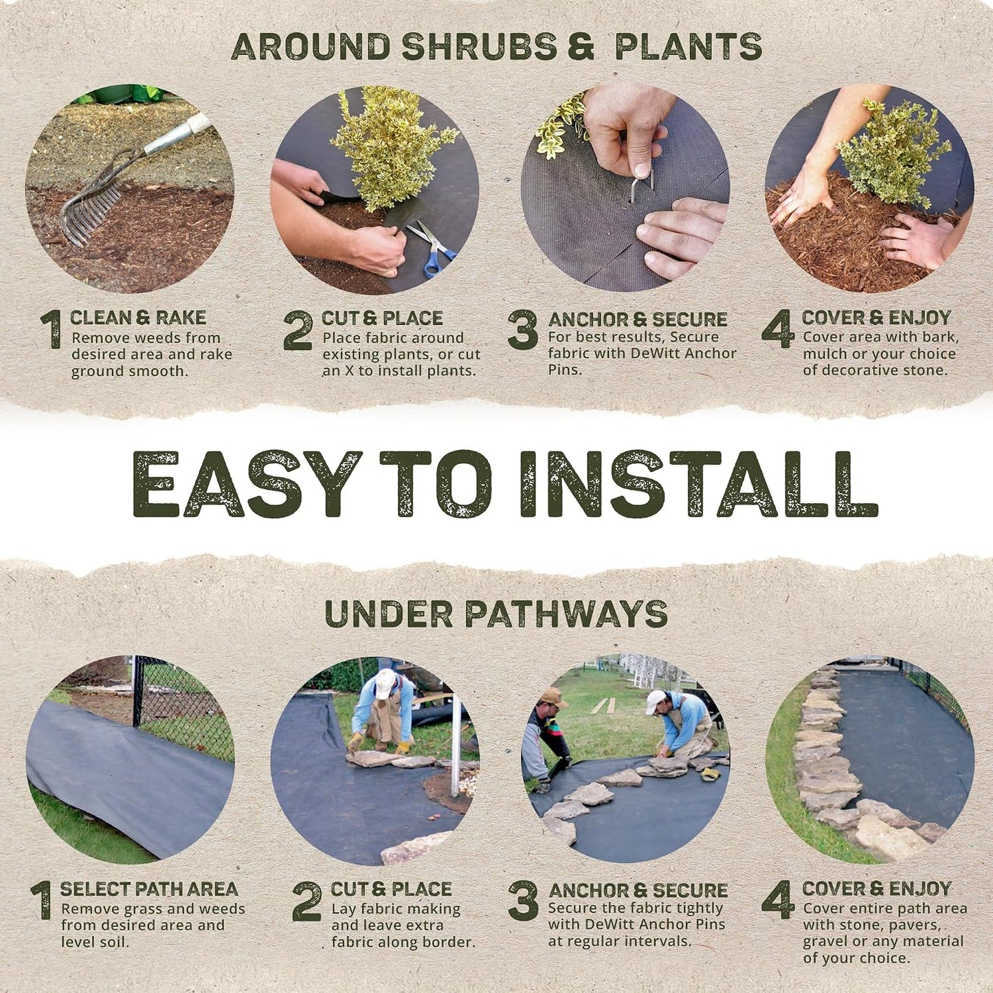 Sunbelt Weed Barrier Fabric 3.2 oz, 6 x 300 Feet – Heavy-Duty