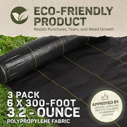 Sunbelt Weed Barrier Fabric 3.2 oz, 6 x 300 Feet – Heavy-Duty