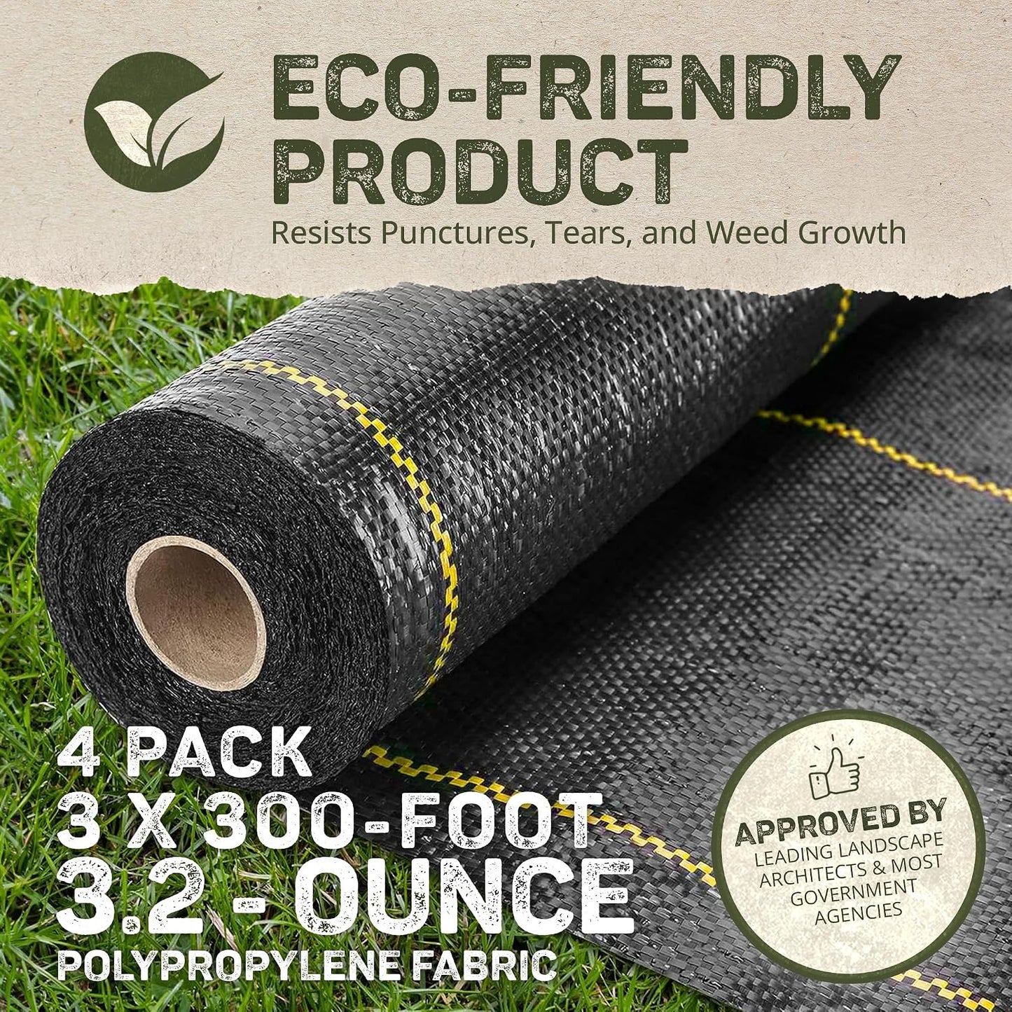 Sunbelt Weed Barrier Fabric 3.2 oz, 6 x 300 Feet – Heavy-Duty