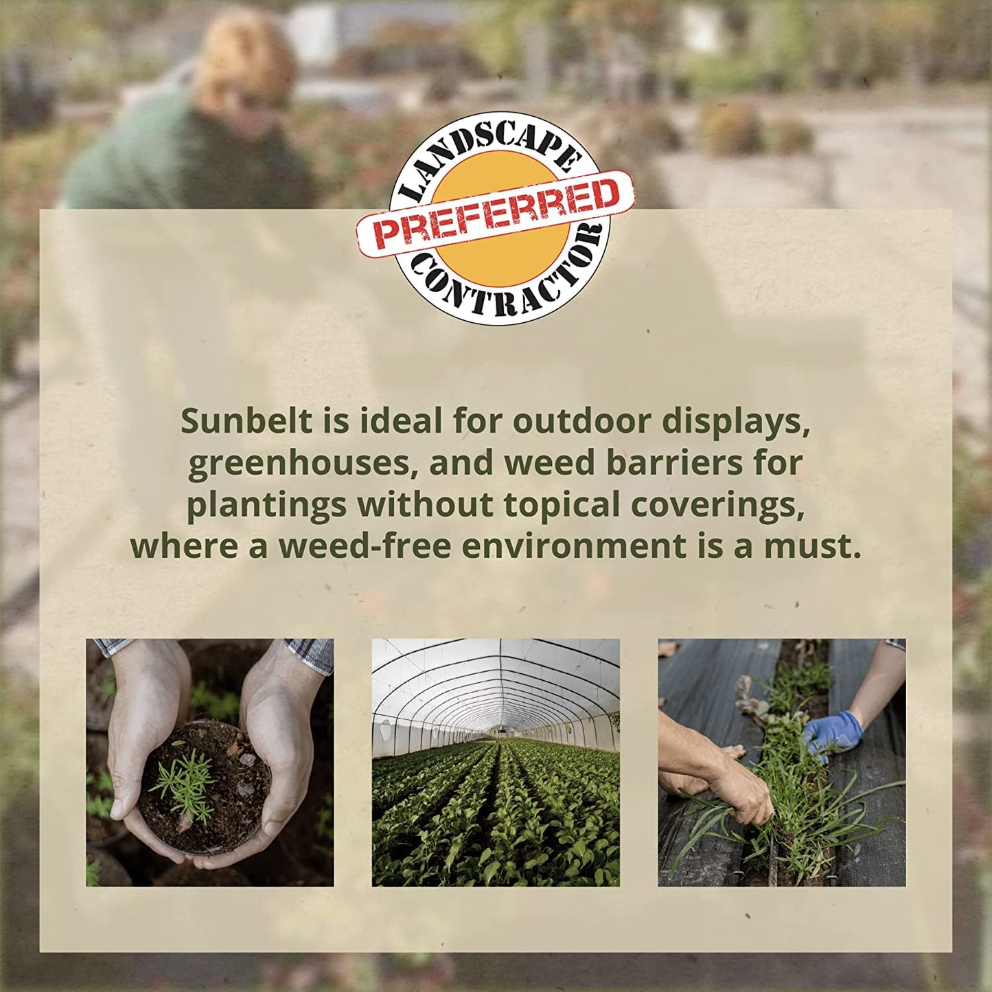 Sunbelt Weed Barrier Fabric 3.2 oz, 6 x 300 Feet – Heavy-Duty