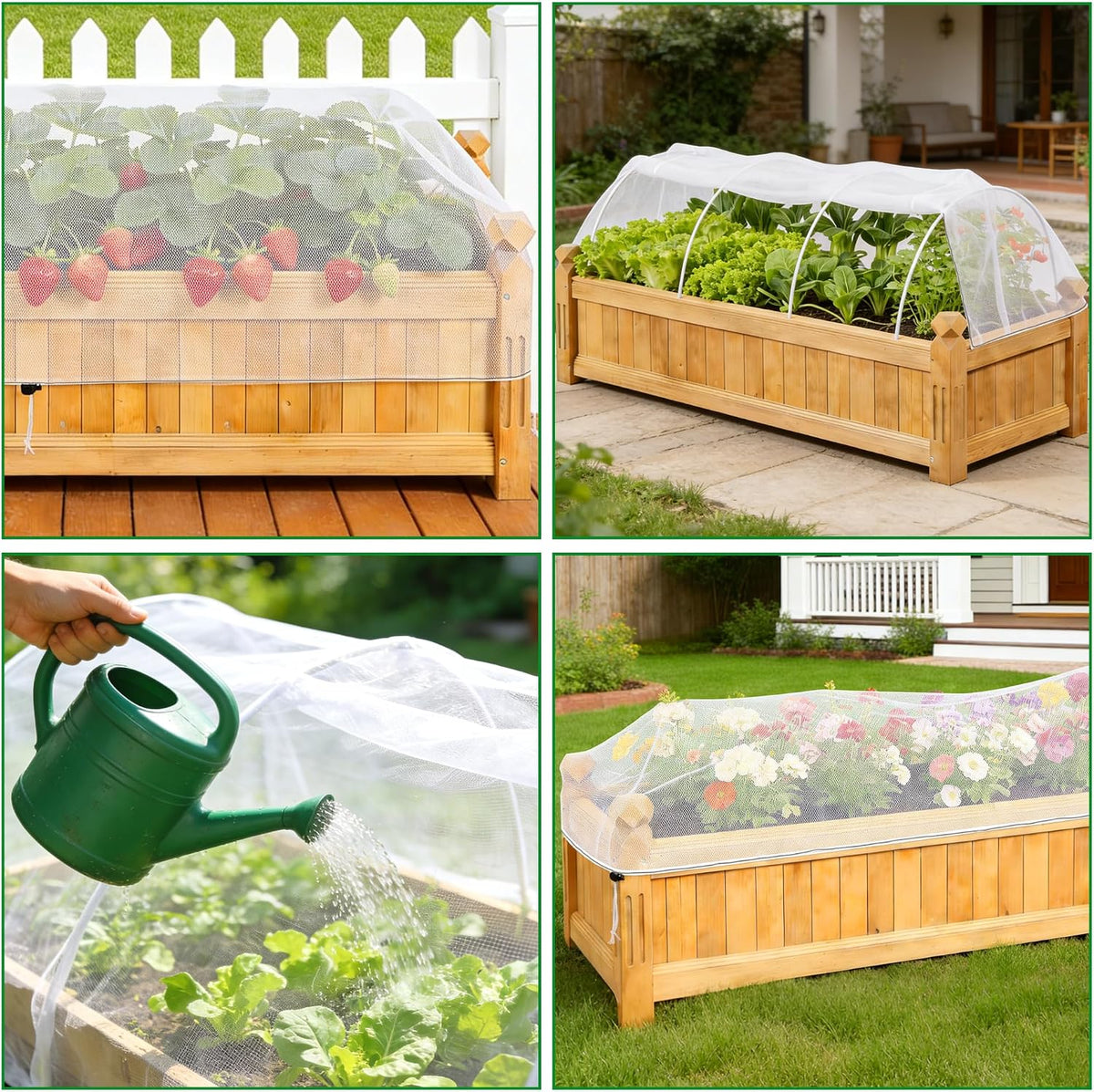2 Pack Garden Netting for Raised Beds, 37.4" x 19.6" x 19.6" Garden Bed Insect Bird Netting Cover, Raised Garden Bed Plant Cover Mesh Pest Barrier Screen for Protecting Vegetables Fruits Flowers