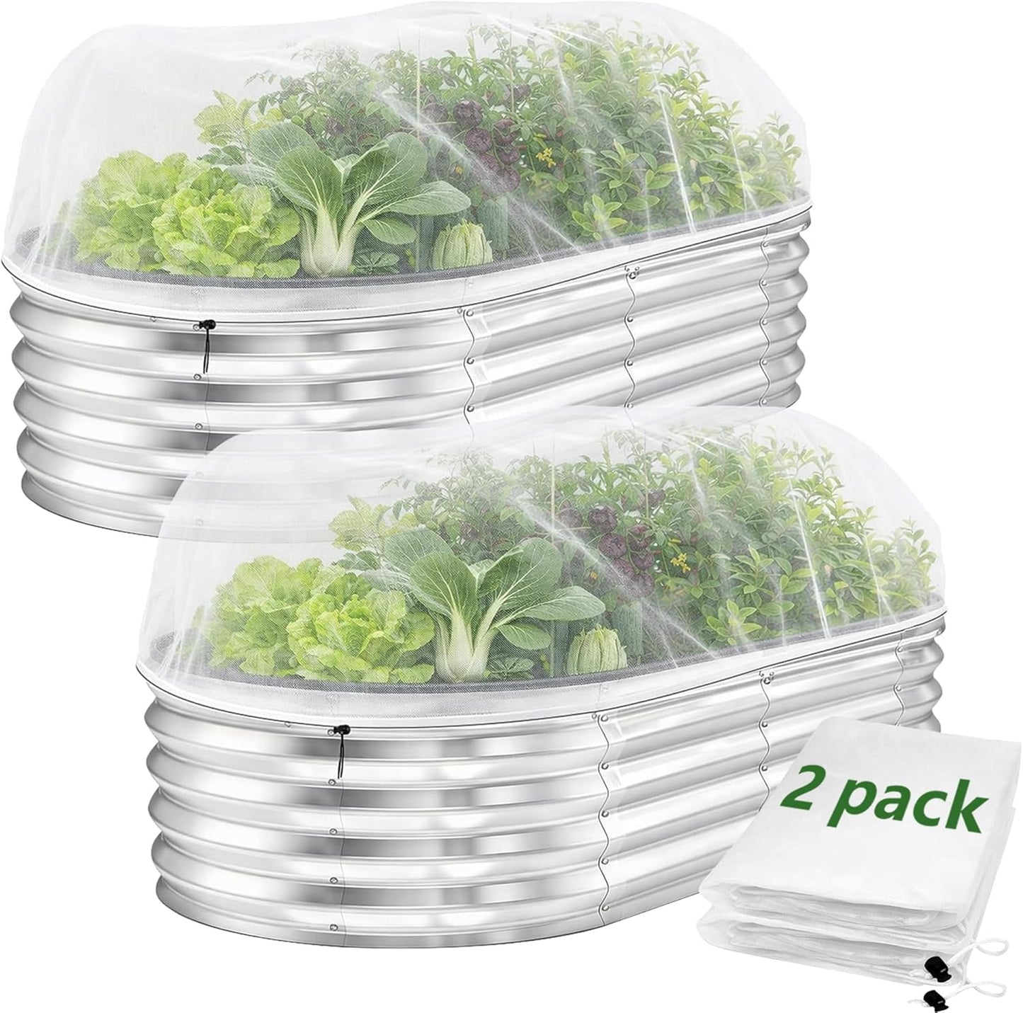 2 Pack Garden Netting for Raised Beds, 37.4" x 19.6" x 19.6" Garden Bed Insect Bird Netting Cover, Raised Garden Bed Plant Cover Mesh Pest Barrier Screen for Protecting Vegetables Fruits Flowers