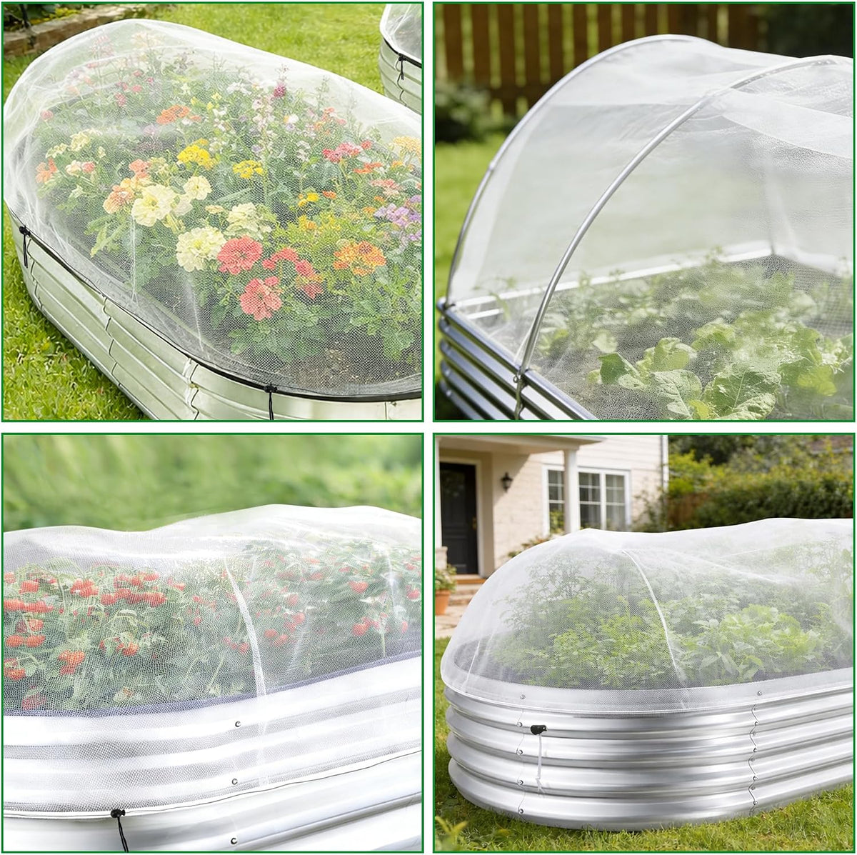 2 Pack Garden Netting for Raised Beds, 37.4" x 19.6" x 19.6" Garden Bed Insect Bird Netting Cover, Raised Garden Bed Plant Cover Mesh Pest Barrier Screen for Protecting Vegetables Fruits Flowers
