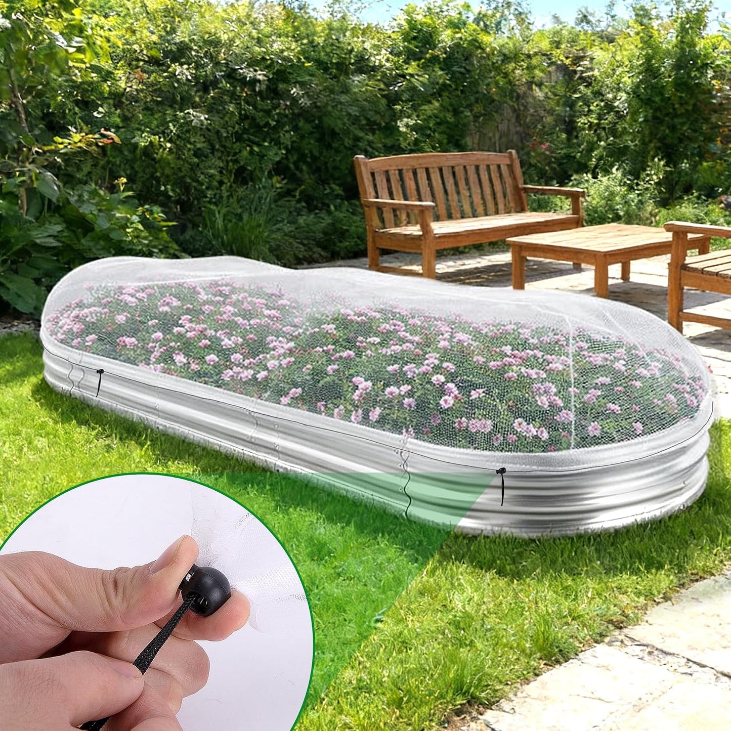 2 Pack Garden Netting for Raised Beds, 37.4" x 19.6" x 19.6" Garden Bed Insect Bird Netting Cover, Raised Garden Bed Plant Cover Mesh Pest Barrier Screen for Protecting Vegetables Fruits Flowers