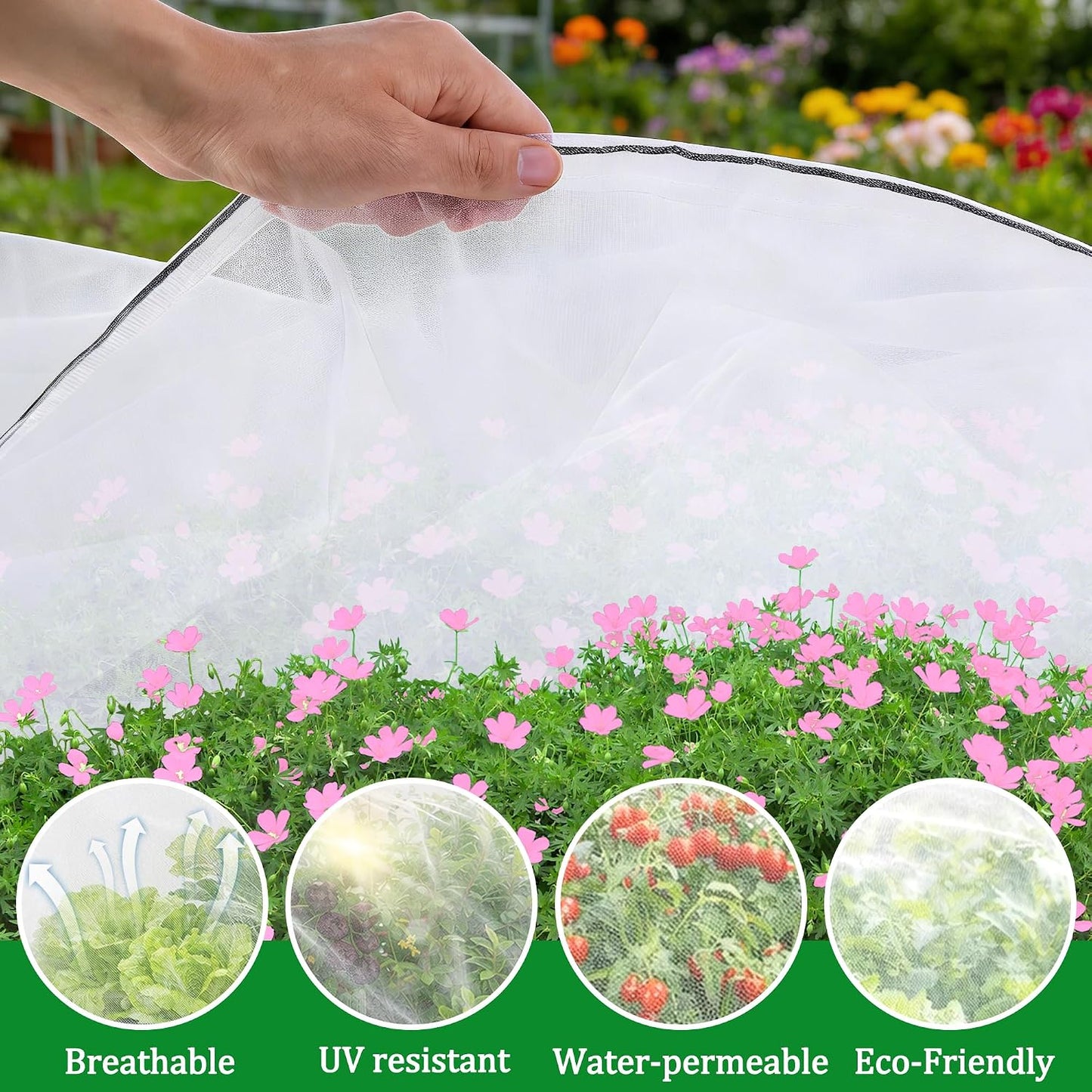 2 Pack Garden Netting for Raised Beds, 37.4" x 19.6" x 19.6" Garden Bed Insect Bird Netting Cover, Raised Garden Bed Plant Cover Mesh Pest Barrier Screen for Protecting Vegetables Fruits Flowers
