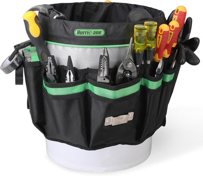 5 Gallon Bucket Tool Bag Organizer, Garden Tool Caddy with 52 Pockets, Waterproof for Most Buckets