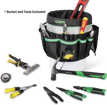 5 Gallon Bucket Tool Bag Organizer, Garden Tool Caddy with 52 Pockets, Waterproof for Most Buckets