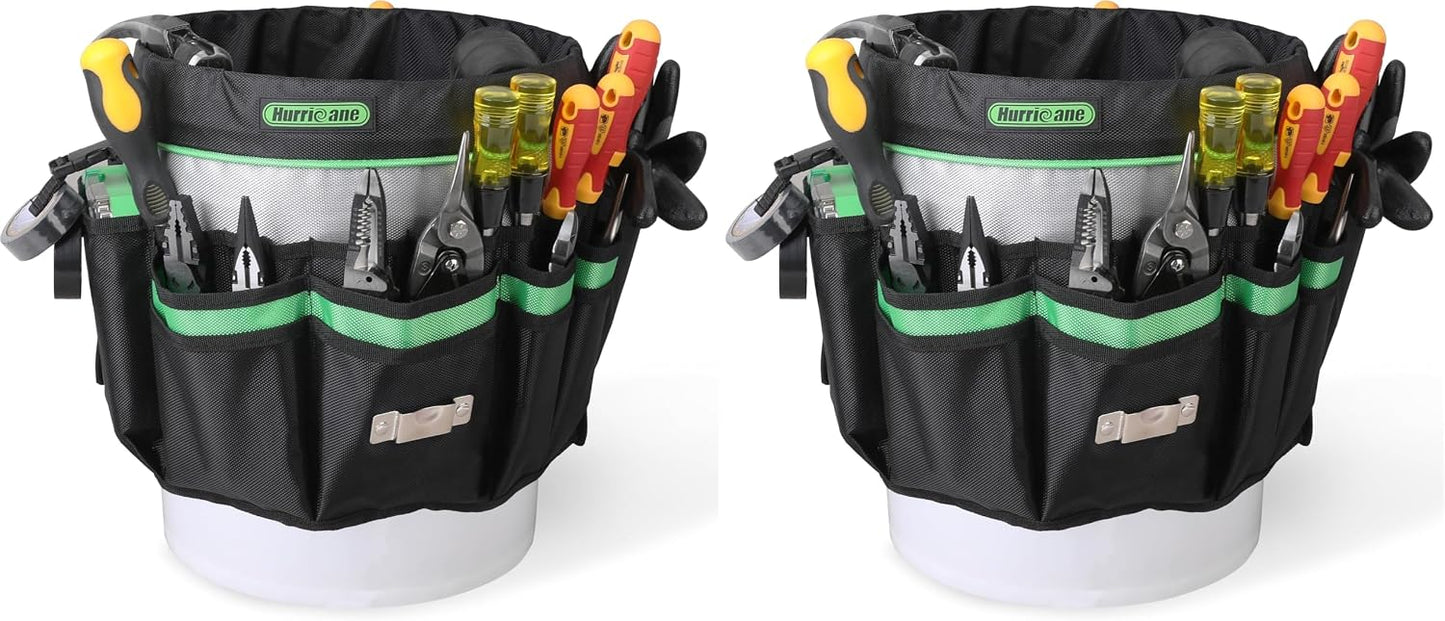 5 Gallon Bucket Tool Bag Organizer, Garden Tool Caddy with 52 Pockets, Waterproof for Most Buckets