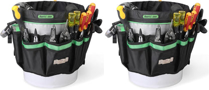 5 Gallon Bucket Tool Bag Organizer, Garden Tool Caddy with 52 Pockets, Waterproof for Most Buckets