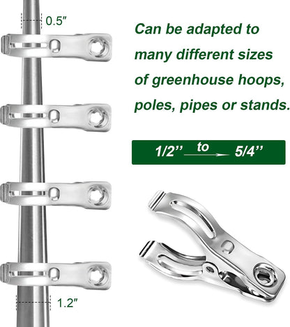 60 Pack Garden Clips for Greenhouse Netting, 2.3 Inch Metal Clamps