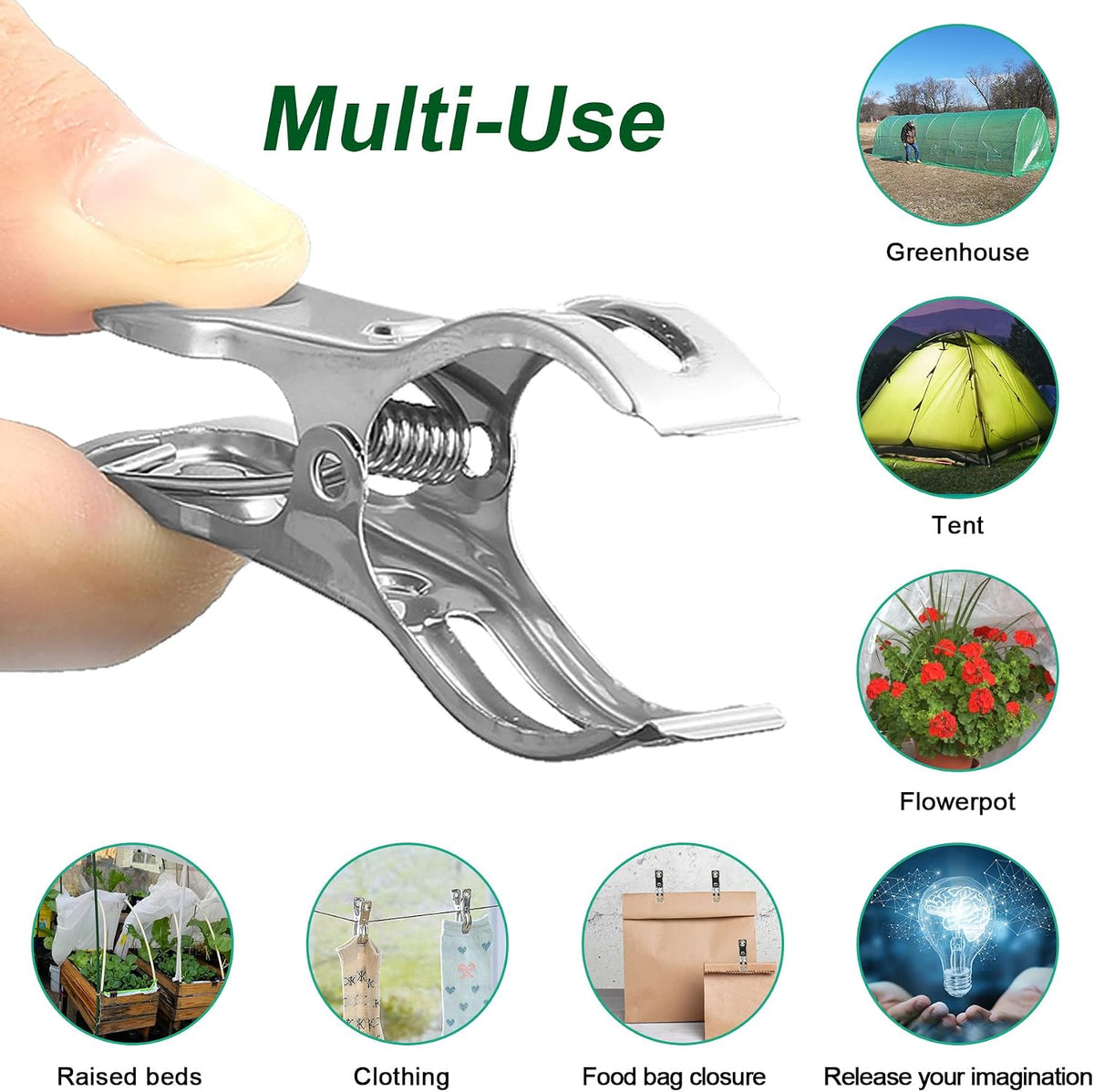 60 Pack Garden Clips for Greenhouse Netting, 2.3 Inch Metal Clamps