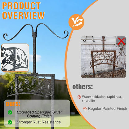 Garden Hose Holder Outside: Water Hose Stand with 2 Shepherds Hooks