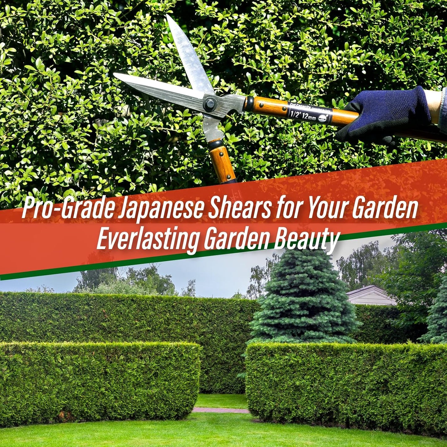 Hedge Shears 22.6" - Japanese Garden Clippers for Precise Trimming