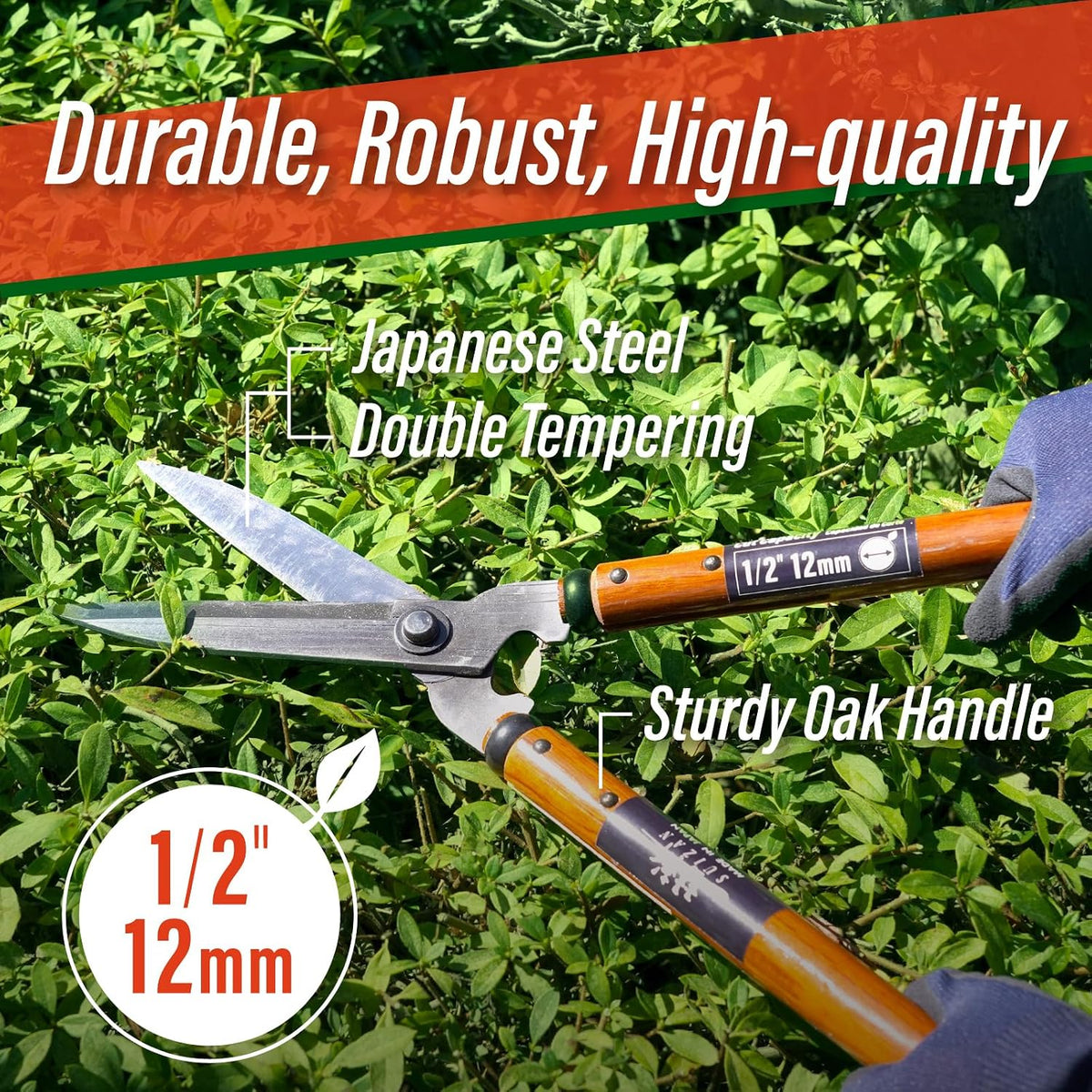 Hedge Shears 22.6" - Japanese Garden Clippers for Precise Trimming
