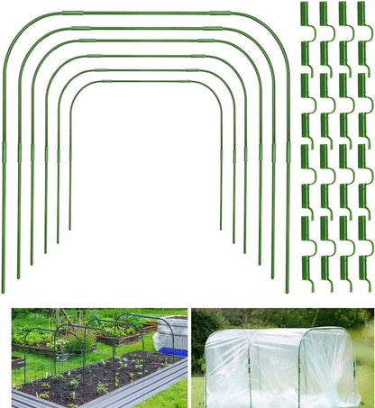 Greenhouse Hoops Grow Tunnel,6 Sets Garden Hoops for Raised Beds, Rust-Free Plant Hoops Frame for Row Cover Plant Shade Cloth, DIY Plant Support Garden Stakes,Garden Tunnel Row Cover Hoops Kit