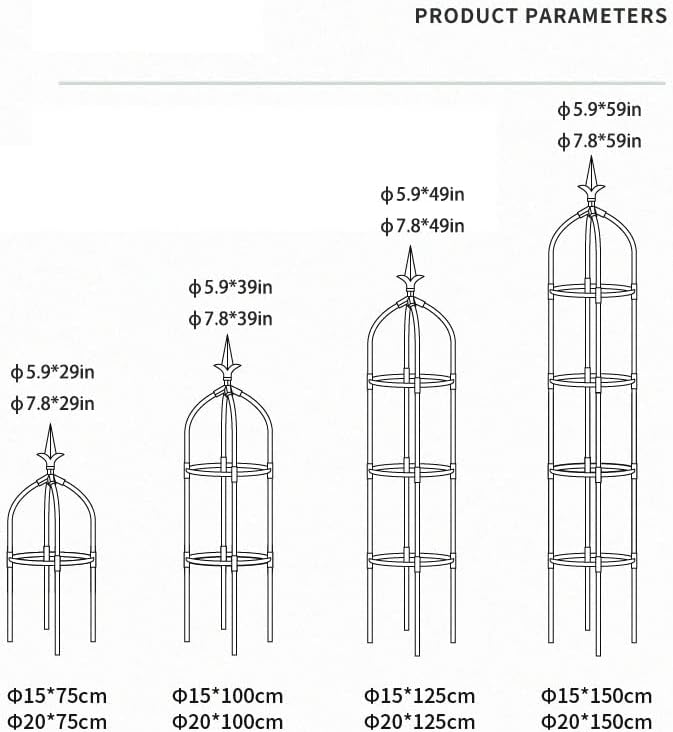 Garden Trellis for Climbing Plants Plant Support Cage, Tower Obelisk Plant Support Indoor Potted Plant, Plant Trellis for Climbing Vines, Tomato, Flower, Vegetable, Rose