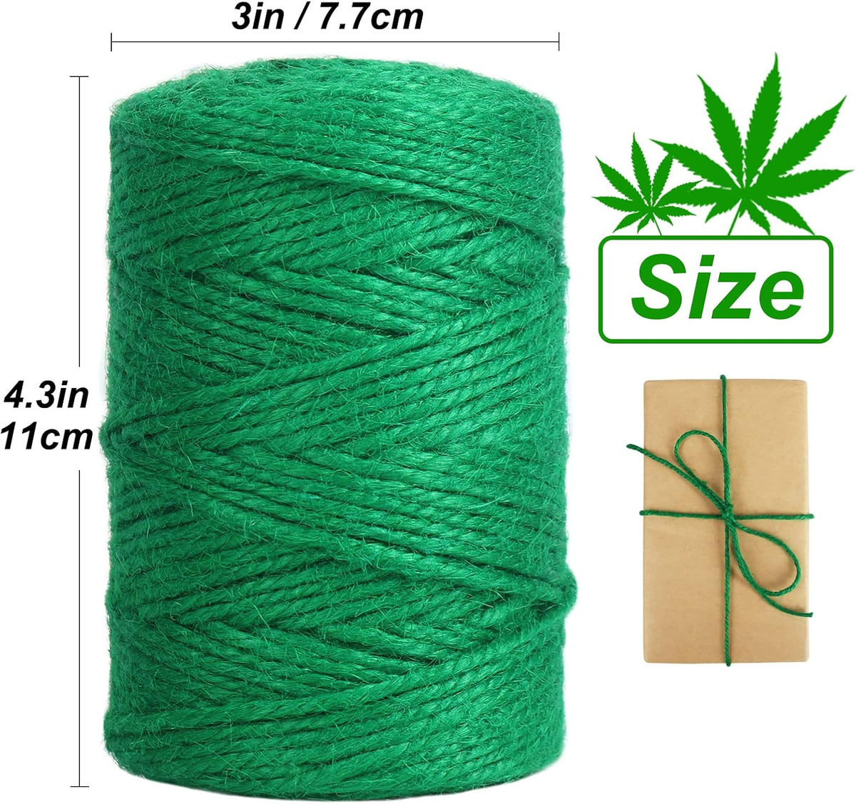 Garden Twine, 328 Feet 3mm Green Plant Ties, Strong Jute Twine String for Climbing Plants, Tomatoes, Crafts and Decoration