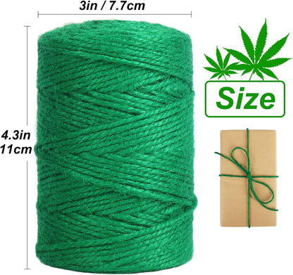 Garden Twine, 328 Feet 3mm Green Plant Ties, Strong Jute Twine String for Climbing Plants, Tomatoes, Crafts and Decoration