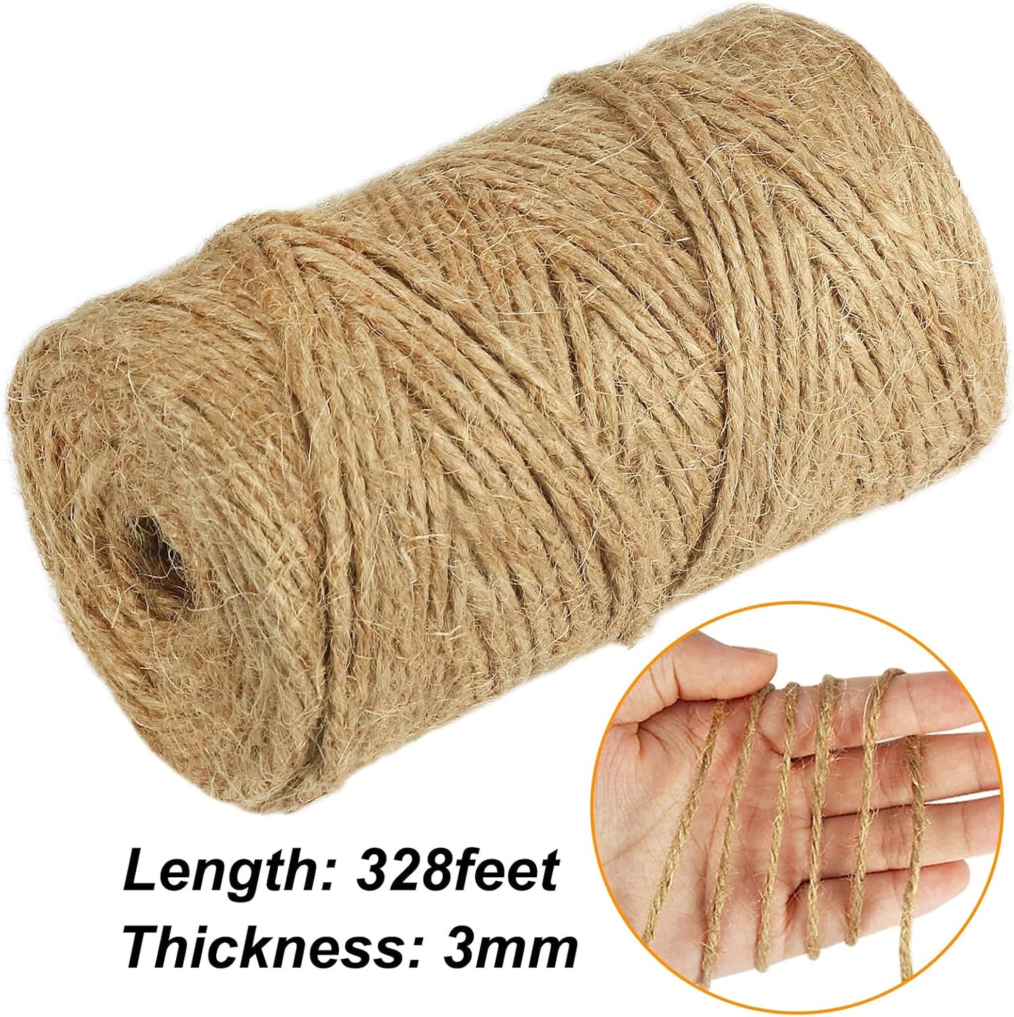Garden Twine, 328 Feet 3mm Green Plant Ties, Strong Jute Twine String for Climbing Plants, Tomatoes, Crafts and Decoration