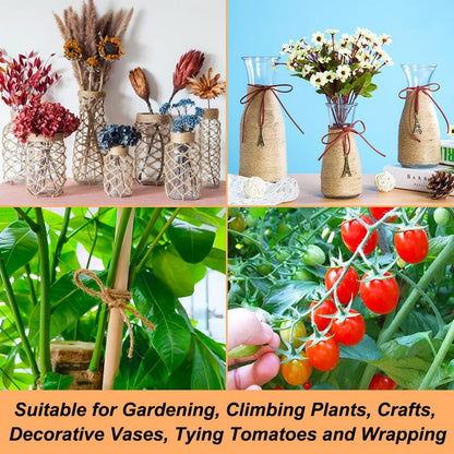 Garden Twine, 328 Feet 3mm Green Plant Ties, Strong Jute Twine String for Climbing Plants, Tomatoes, Crafts and Decoration