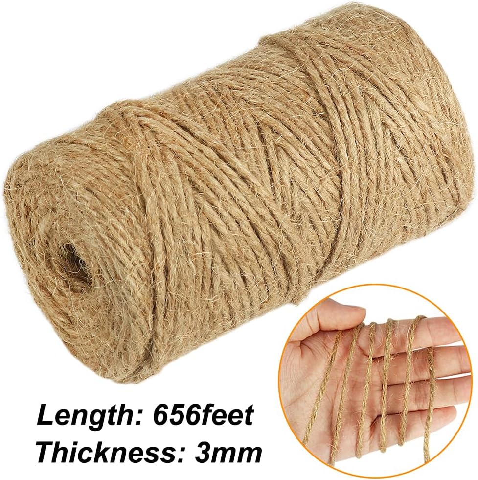 Garden Twine, 328 Feet 3mm Green Plant Ties, Strong Jute Twine String for Climbing Plants, Tomatoes, Crafts and Decoration