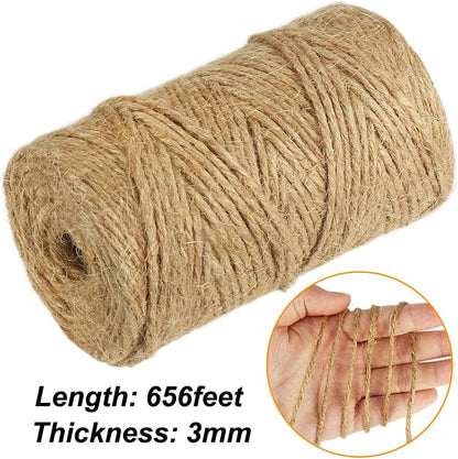 Garden Twine, 328 Feet 3mm Green Plant Ties, Strong Jute Twine String for Climbing Plants, Tomatoes, Crafts and Decoration