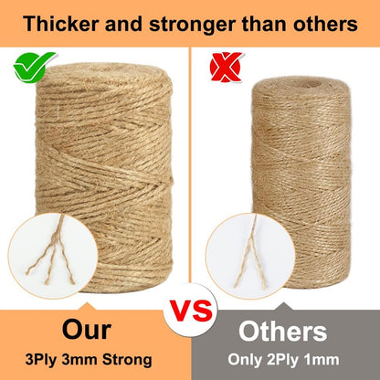 Garden Twine, 328 Feet 3mm Green Plant Ties, Strong Jute Twine String for Climbing Plants, Tomatoes, Crafts and Decoration