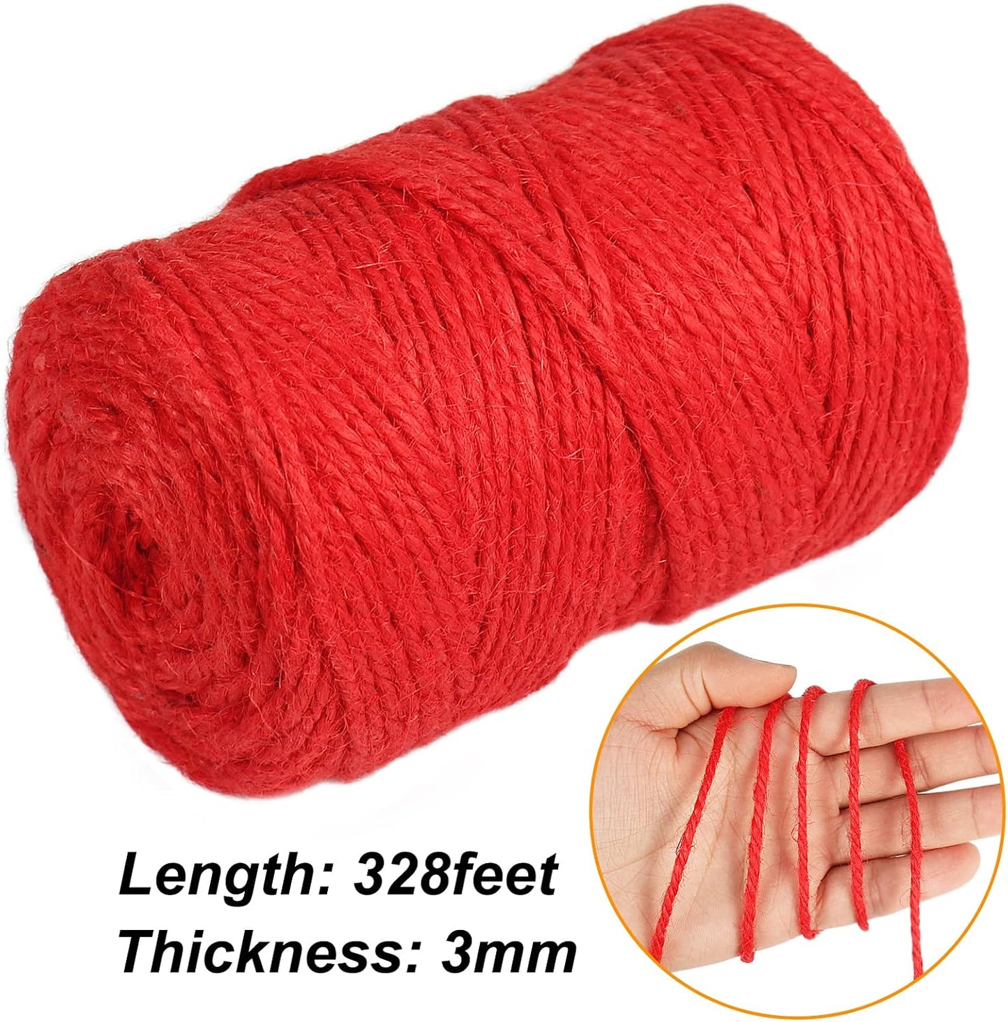 Garden Twine, 328 Feet 3mm Green Plant Ties, Strong Jute Twine String for Climbing Plants, Tomatoes, Crafts and Decoration