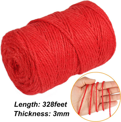 Garden Twine, 328 Feet 3mm Green Plant Ties, Strong Jute Twine String for Climbing Plants, Tomatoes, Crafts and Decoration