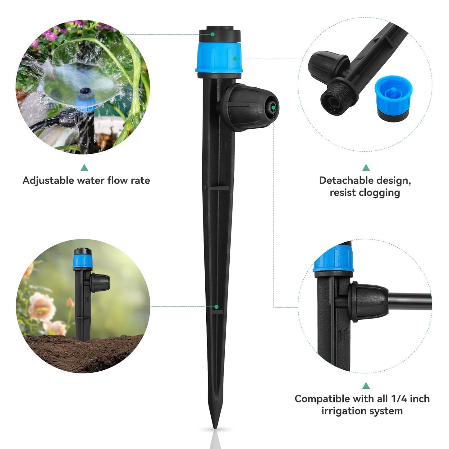 100pcs Drip Irrigation Emitters for 1/4" Drip Tubing