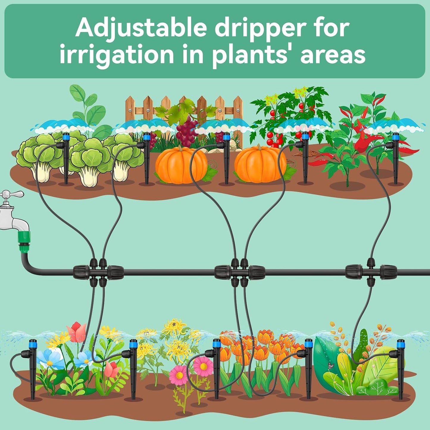 100pcs Drip Irrigation Emitters for 1/4" Drip Tubing