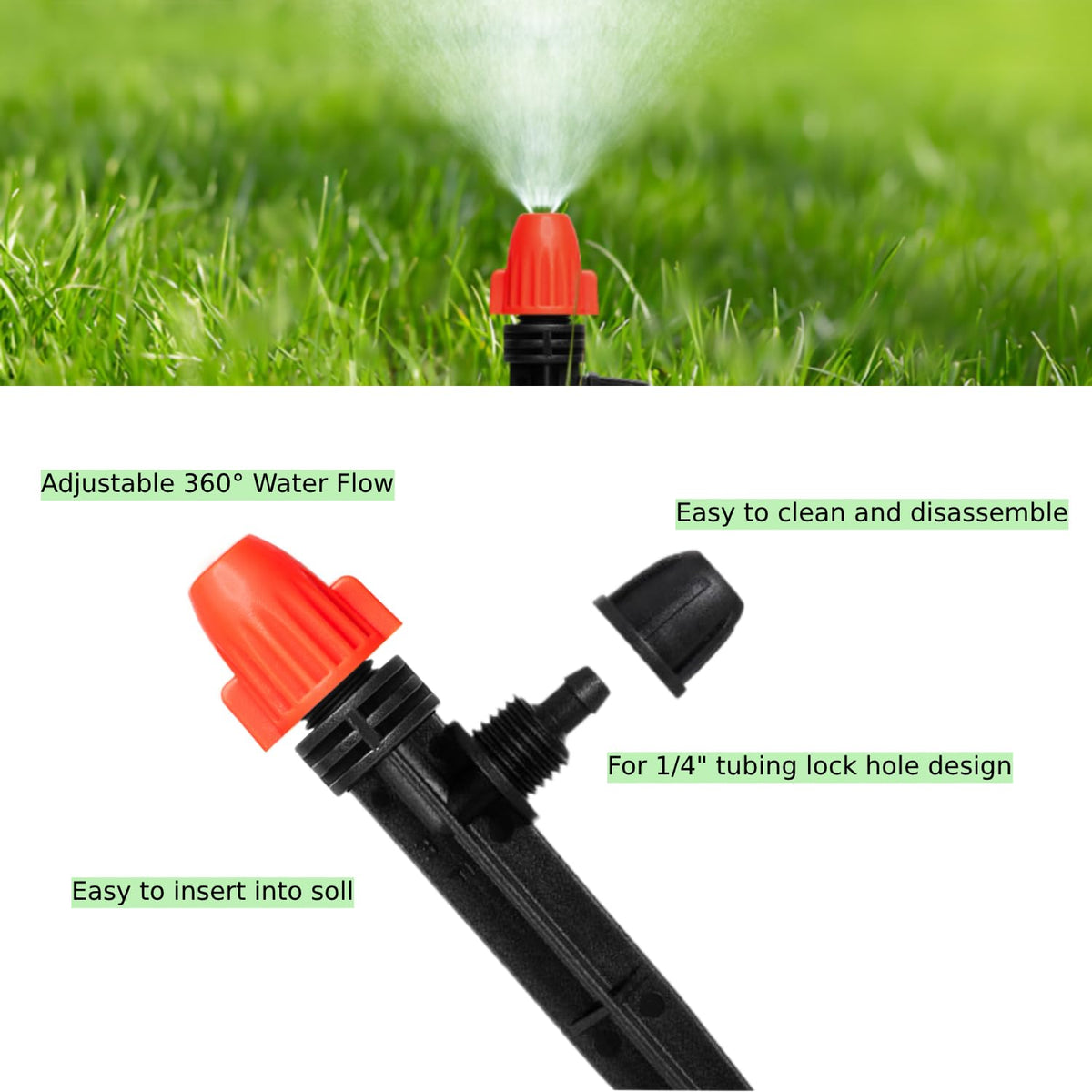 100pcs Drip Irrigation Emitters for 1/4" Drip Tubing