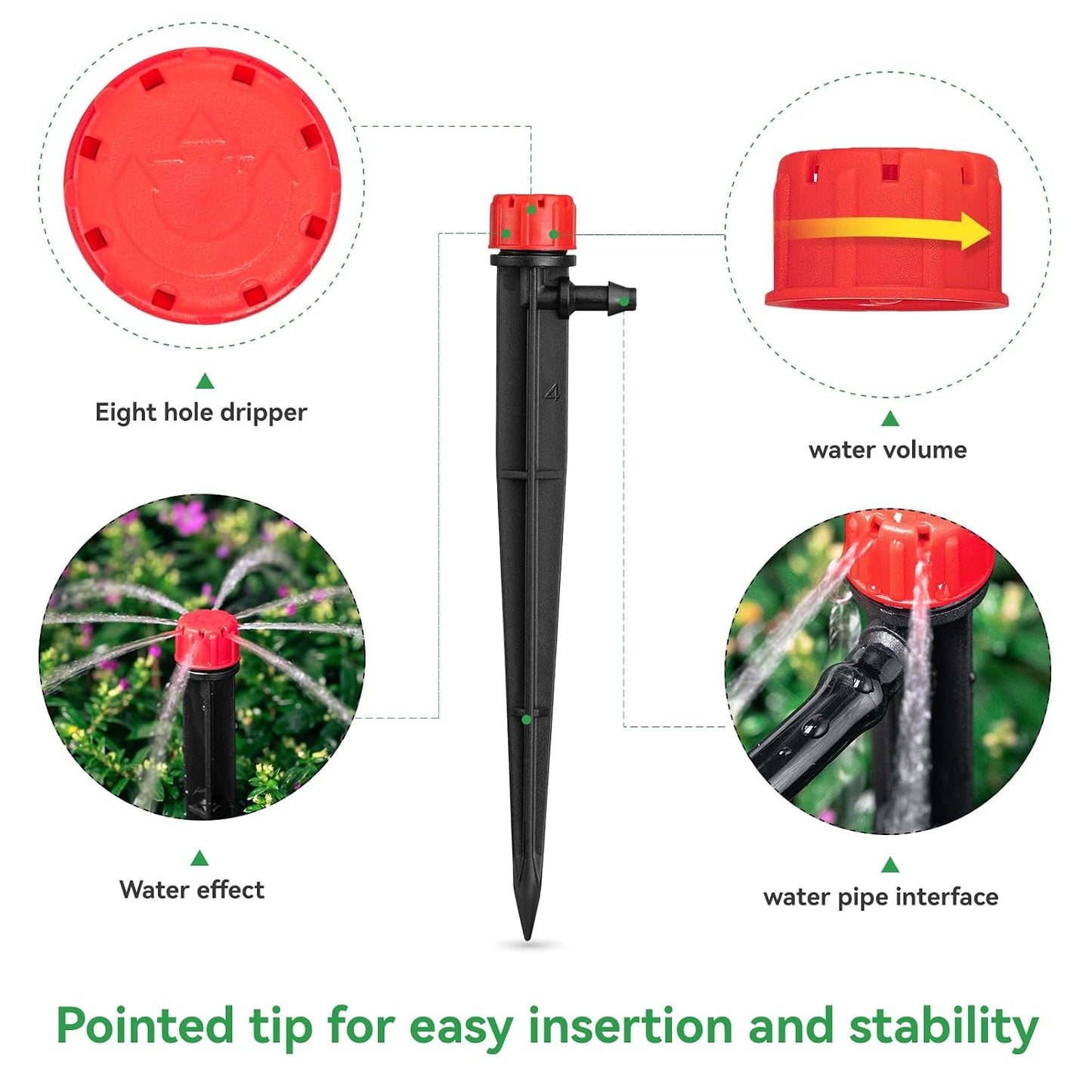 100pcs Drip Irrigation Emitters for 1/4" Drip Tubing