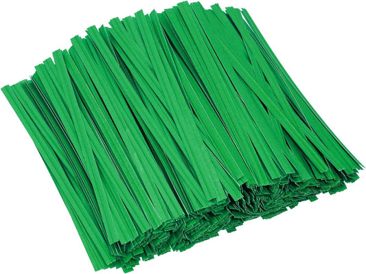 500pcs Kraft Paper Twist Ties Plant Ties 4inch Reusable Bread Twist Ties cake pop ties Cable Ties Candy Ties for Bags (Green)