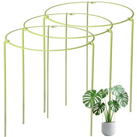 3-Pack Plant Support Stakes for Indoor Plants, Adjustable Monstera Cages & Snake Plant Support Rings, Potted Plant Supports Garden Stakes (10" W x 17" H)