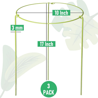3-Pack Plant Support Stakes for Indoor Plants, Adjustable Monstera Cages & Snake Plant Support Rings, Potted Plant Supports Garden Stakes (10" W x 17" H)