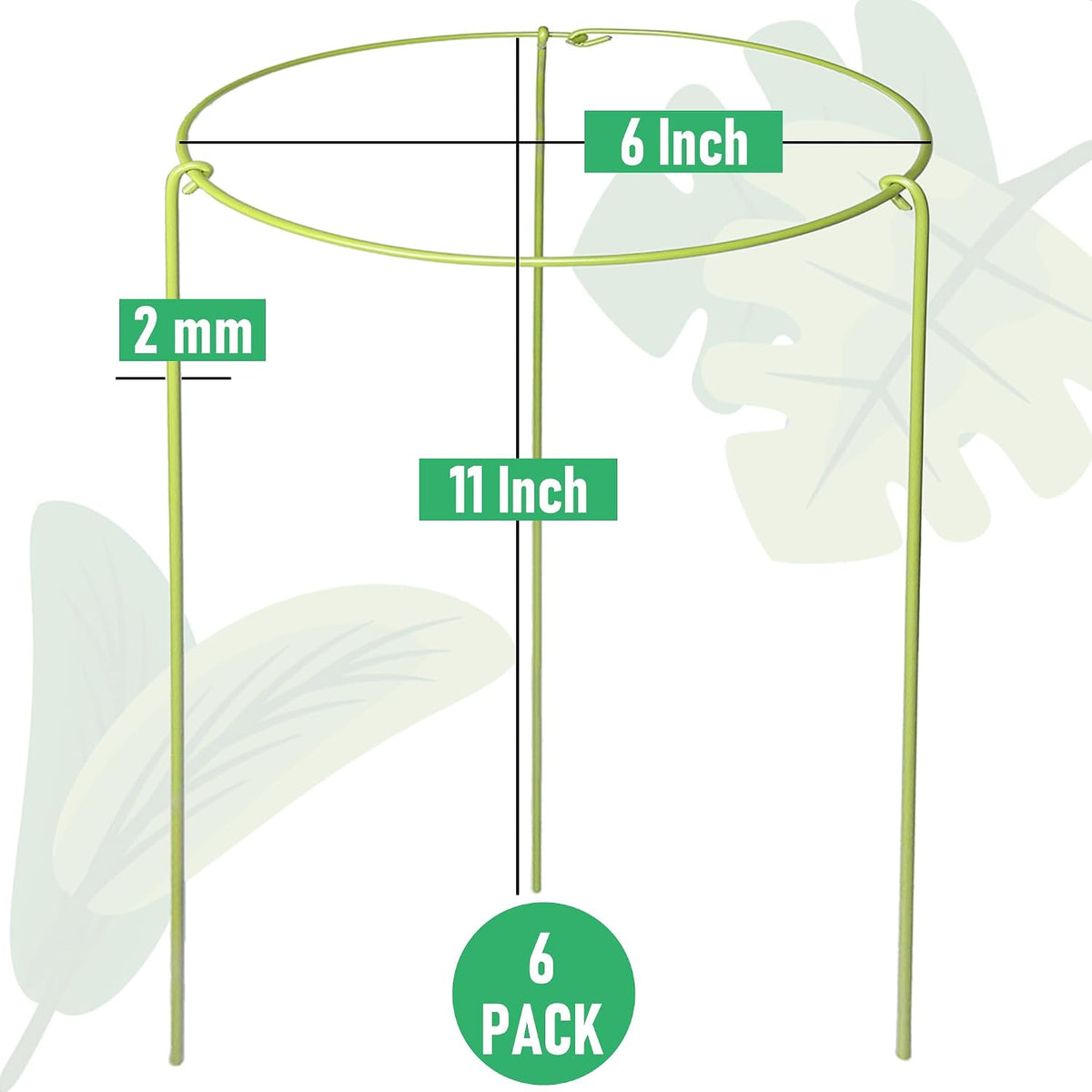 3-Pack Plant Support Stakes for Indoor Plants, Adjustable Monstera Cages & Snake Plant Support Rings, Potted Plant Supports Garden Stakes (10" W x 17" H)
