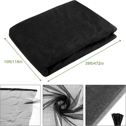 39 x 10 Ft Mosquito Netting, Garden Insect Bird Netting for Patio, Black