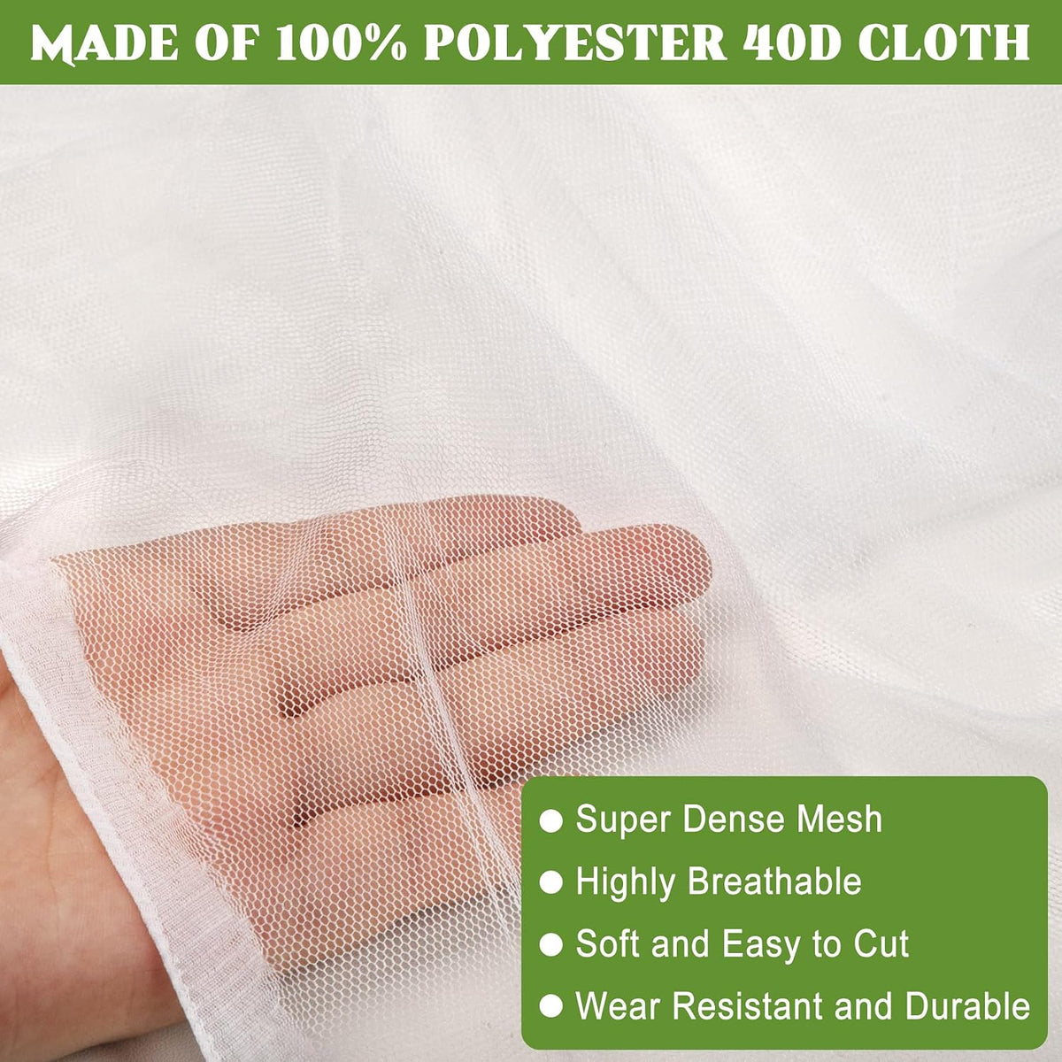 39 x 10 Ft Mosquito Netting, Garden Insect Bird Netting for Patio, Black
