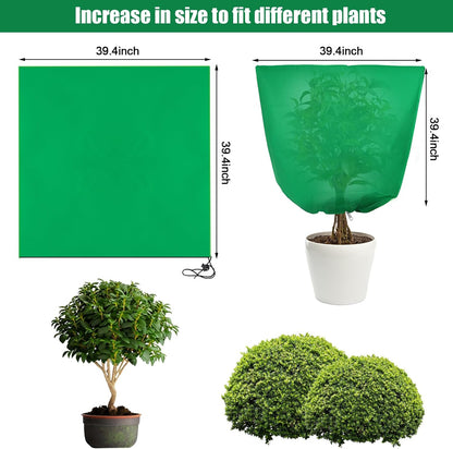 4 Pcs 39 x 39 in Winter Plant Covers Freeze Protection with Drawstring