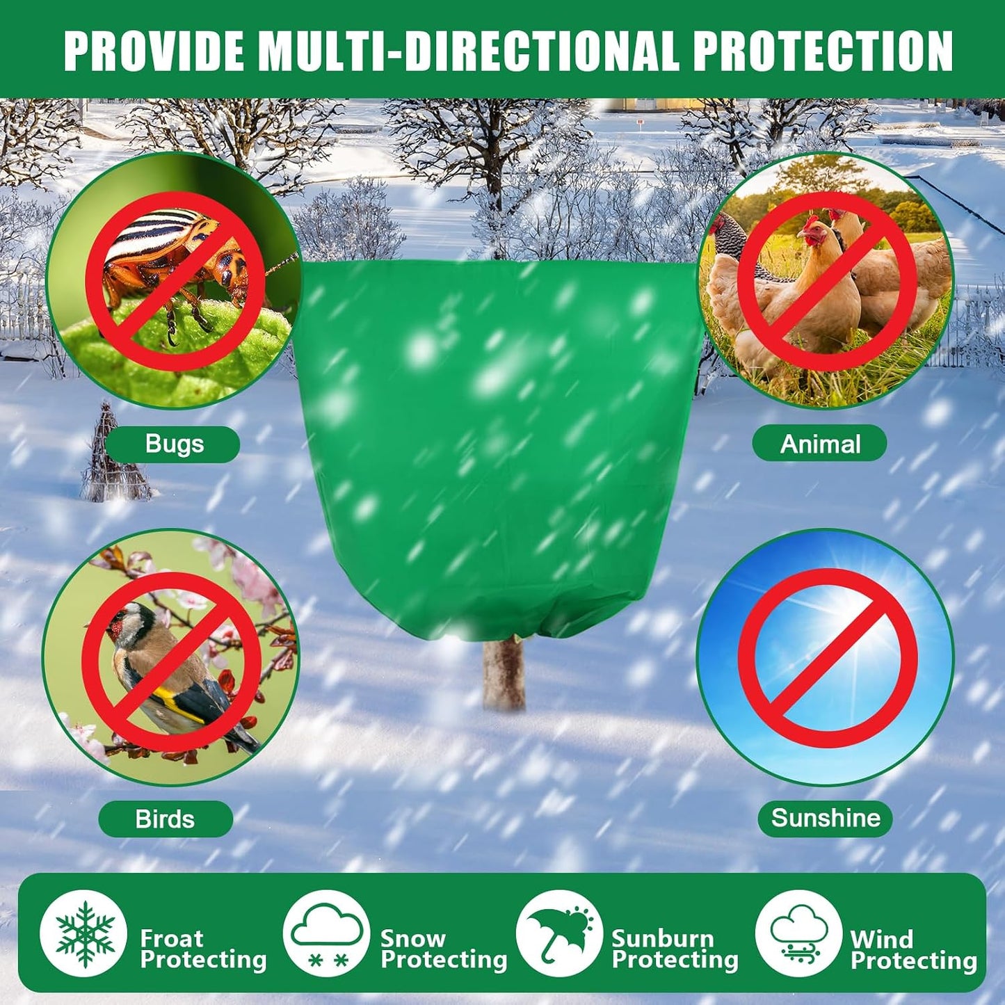 4 Pcs 39 x 39 in Winter Plant Covers Freeze Protection with Drawstring