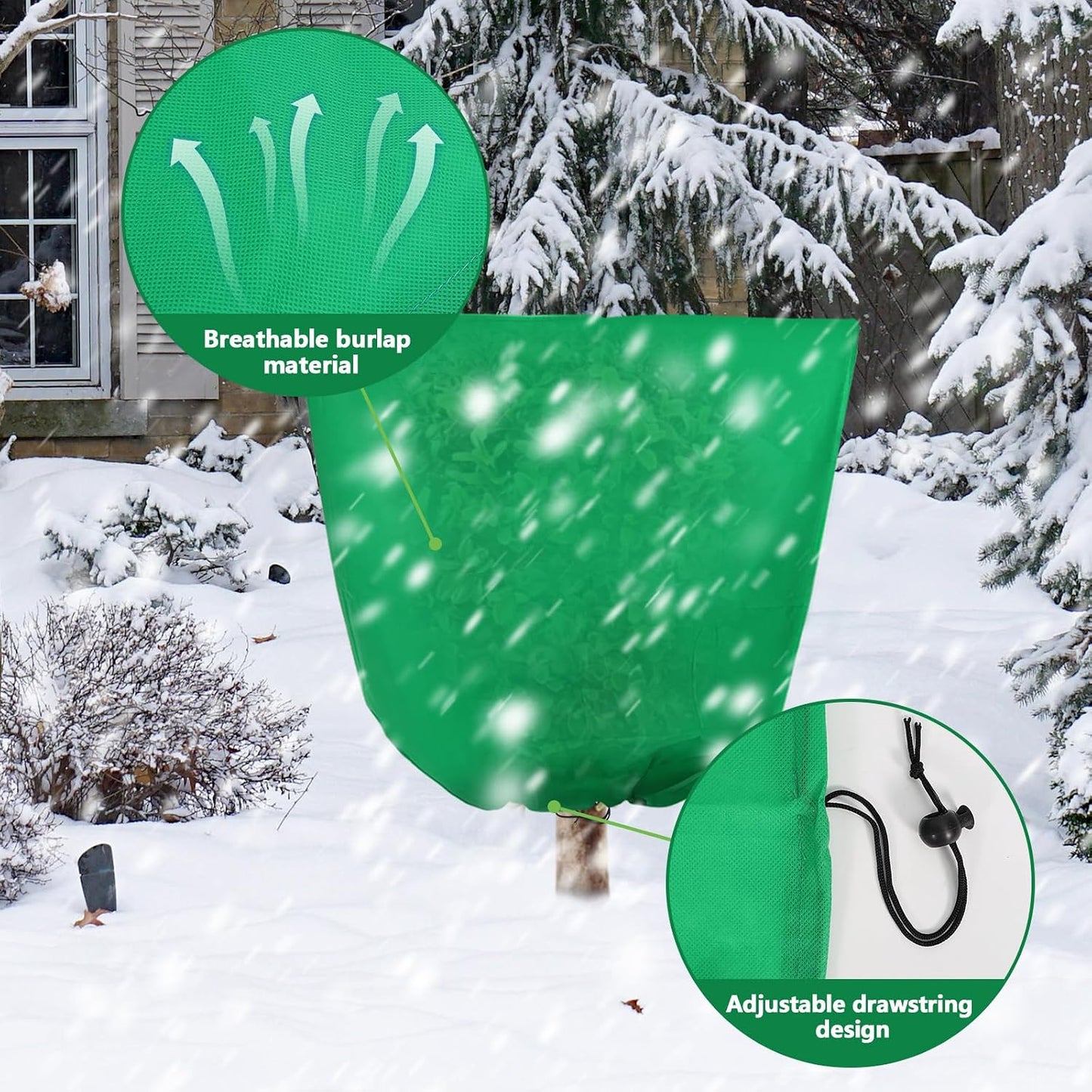 4 Pcs 39 x 39 in Winter Plant Covers Freeze Protection with Drawstring