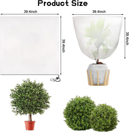 4 Pcs 39 x 39 in Winter Plant Covers Freeze Protection with Drawstring