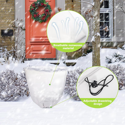 4 Pcs 39 x 39 in Winter Plant Covers Freeze Protection with Drawstring