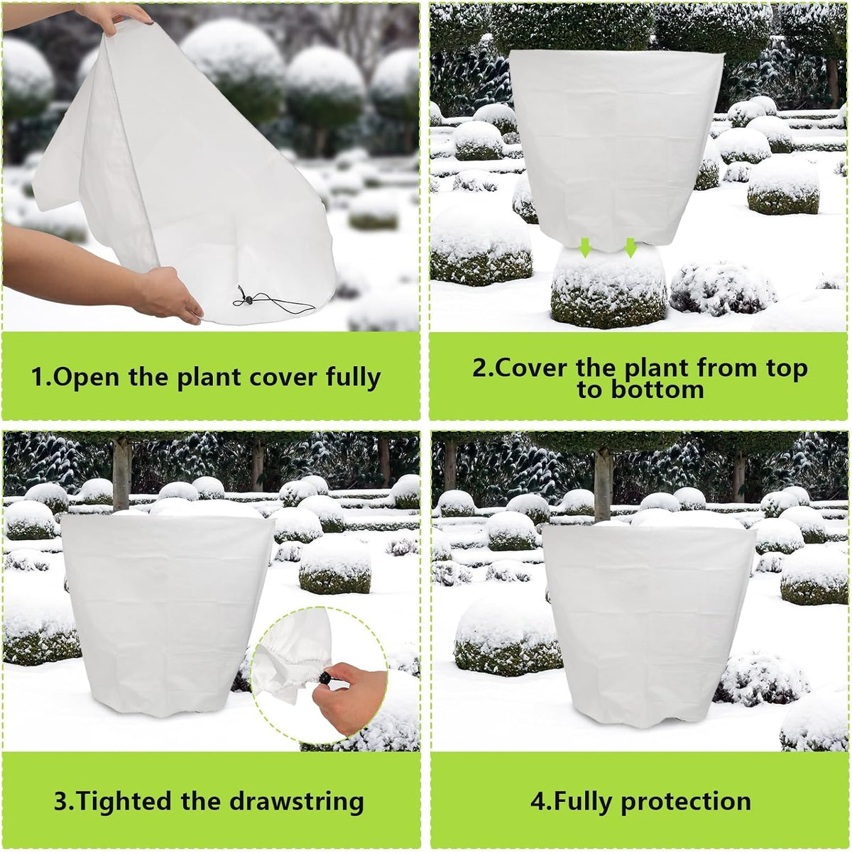 4 Pcs 39 x 39 in Winter Plant Covers Freeze Protection with Drawstring