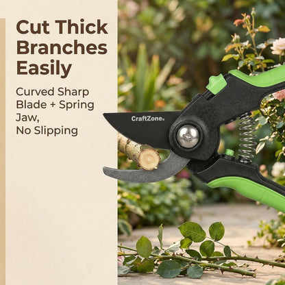 Garden Pruning Shears 2 Pack 8" Bypass Plant Shears & 6.25" Advanced Garden Scissors Garden Hand Tools for Trimming Flowers Cutting Plants Gathering Fruit