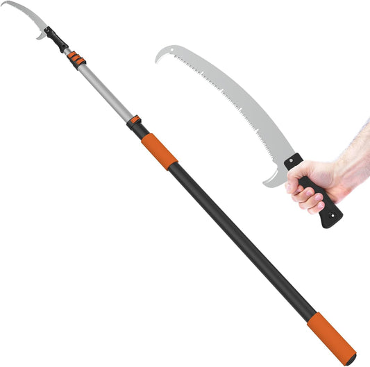 26FT Pole Saw, Telescoping Tree Trimmer with 5-20FT Extension Pole, Manual Branches Pruner for Backyard