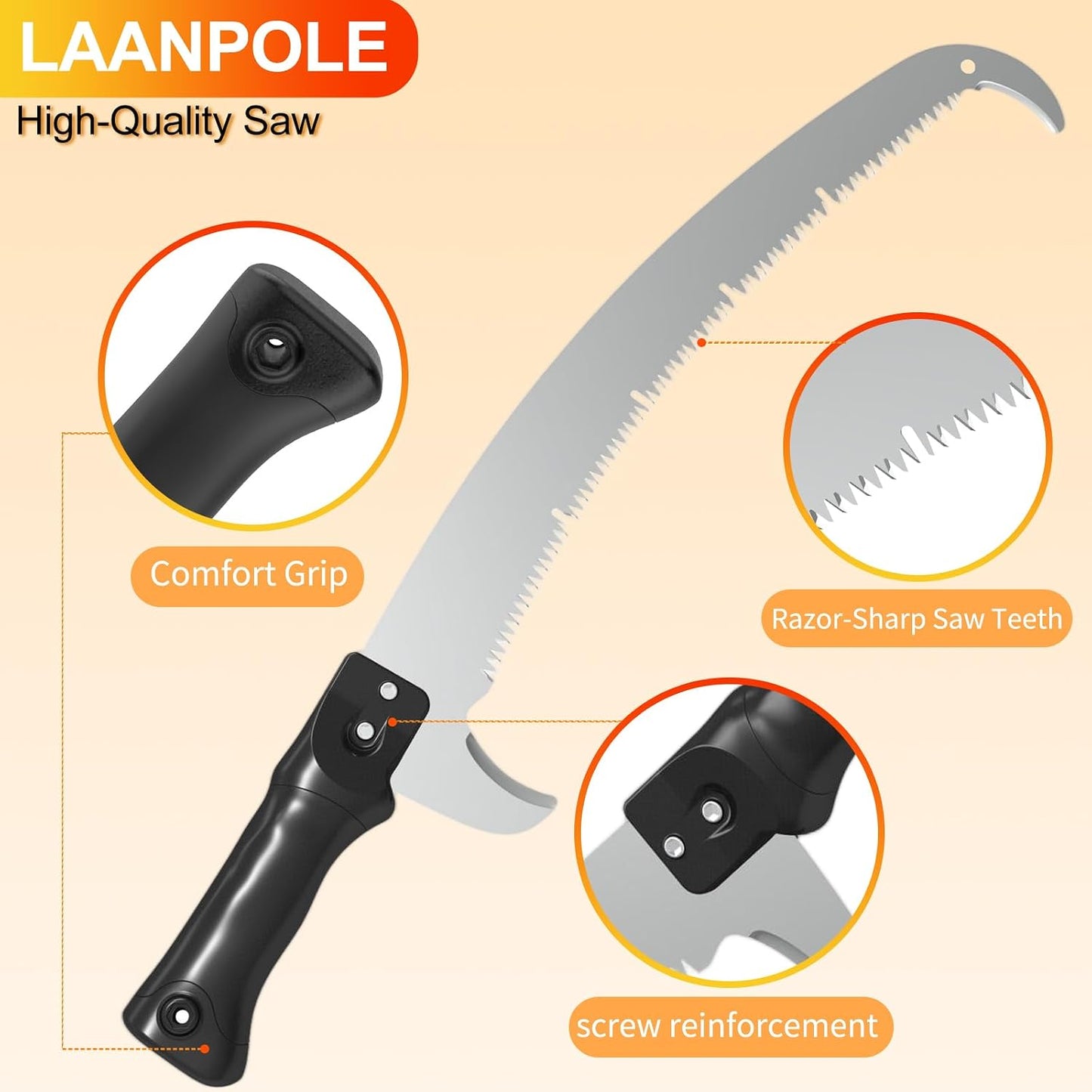 26FT Pole Saw, Telescoping Tree Trimmer with 5-20FT Extension Pole, Manual Branches Pruner for Backyard